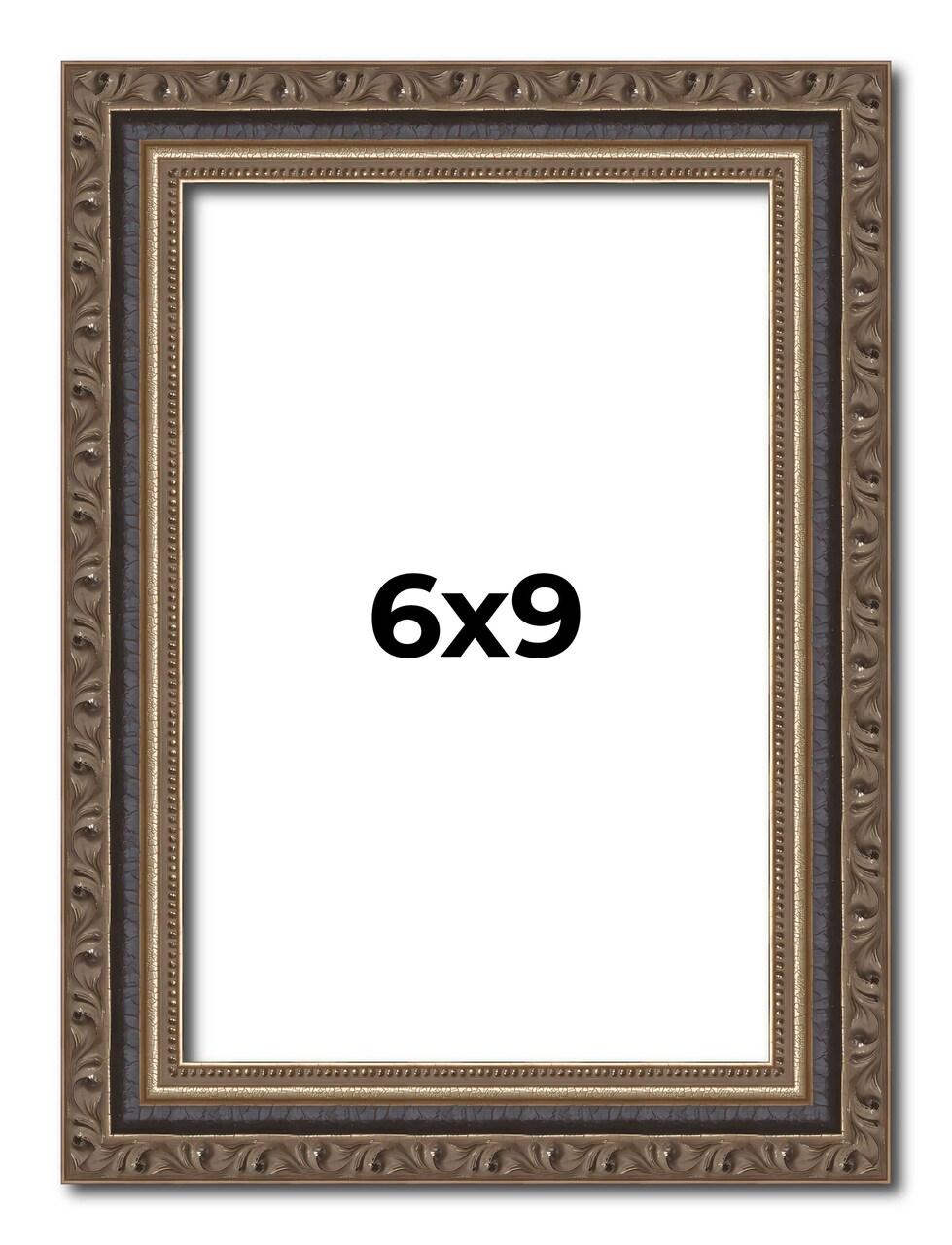 Photo Size Sculpted Silver Picture Frame - UV Acrylic, Foam Board Backing, Hanging Hardware